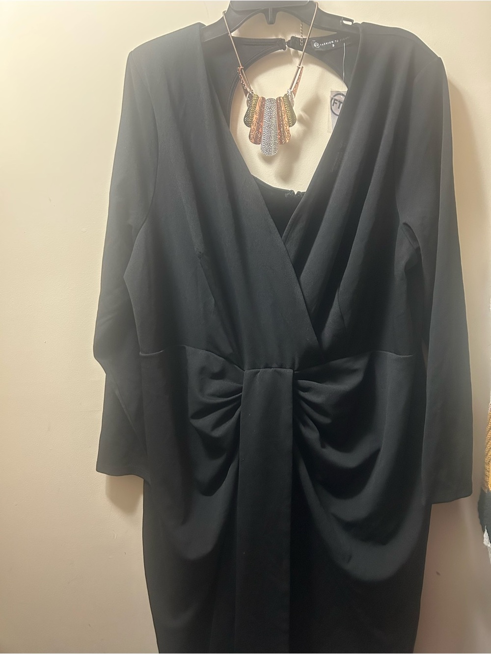 FTF NWT black Draped Knot-Front Women's Dress size 3X